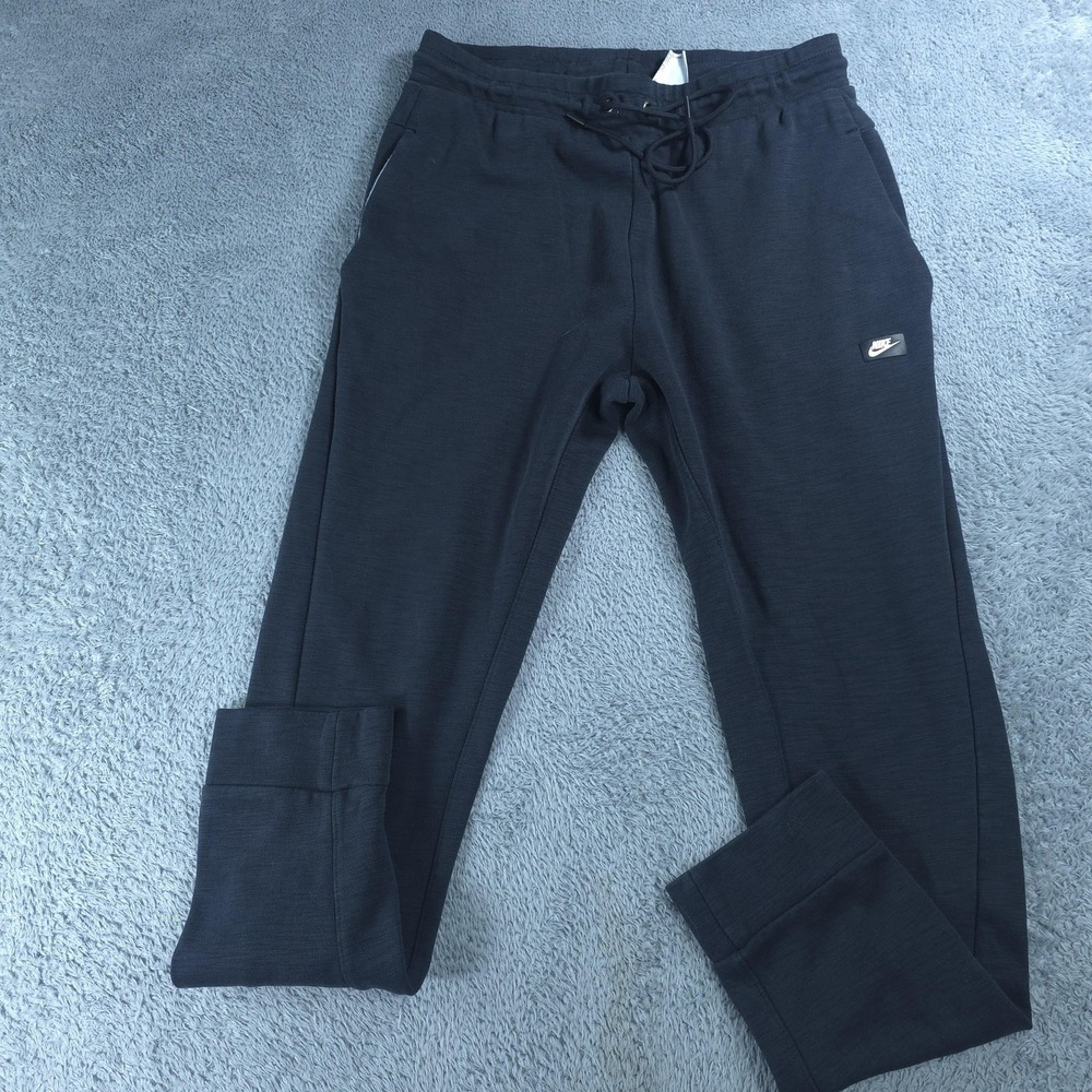 Nike Jogger Pants Mens 26 Black Knit Elastic Waist Zip Pocket Tapered Athletic